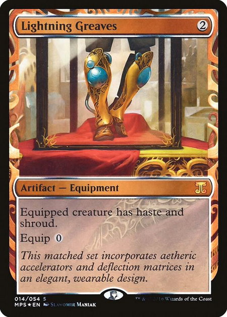 Lightning Greaves trading card from Masterpiece Series: Kaladesh Inventions Lightning Greaves - Masterpiece Series: Kaladesh Inventions Magic: The Gathering trading card