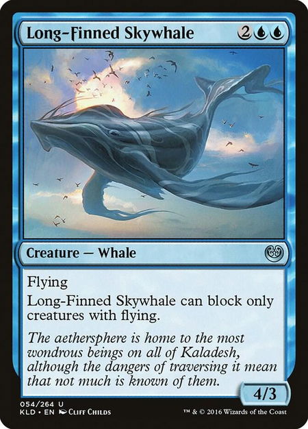 Long-Finned Skywhale trading card from Kaladesh Long-Finned Skywhale - Kaladesh Magic: The Gathering trading card