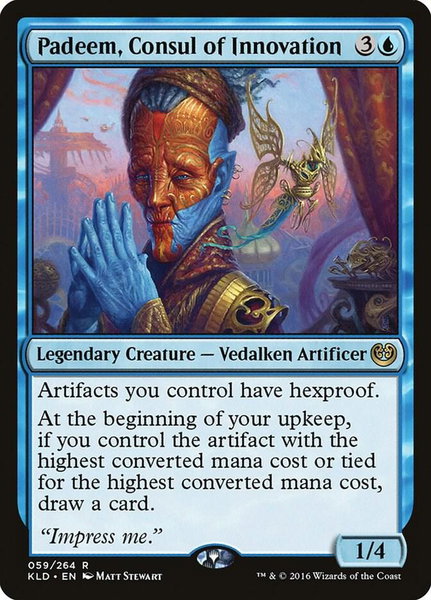Padeem, Consul of Innovation trading card from Kaladesh Padeem, Consul of Innovation - Kaladesh Magic: The Gathering trading card