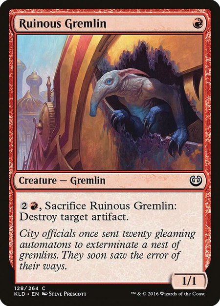 Ruinous Gremlin trading card from Kaladesh Ruinous Gremlin - Kaladesh Magic: The Gathering trading card