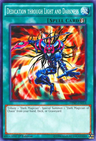 Dedication through Light and Darkness trading card from Duelist Pack: Rivals of the Pharaoh Dedication through Light and Darkness - Duelist Pack: Rivals of the Pharaoh YuGiOh trading card