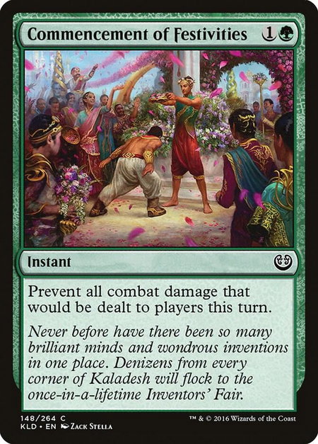 Commencement of Festivities trading card from Kaladesh Commencement of Festivities - Kaladesh Magic: The Gathering trading card