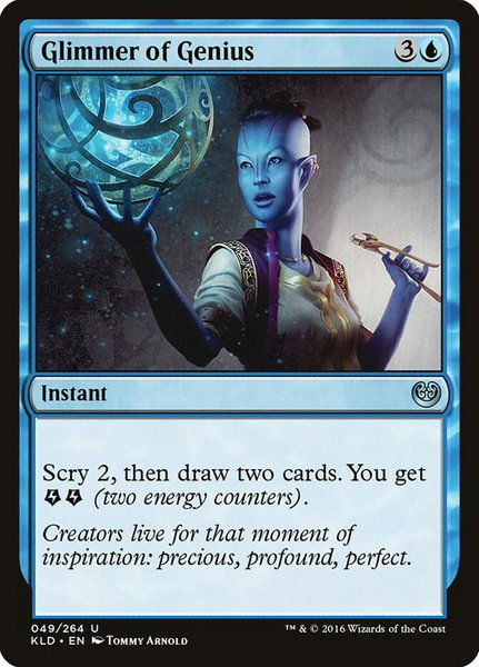 Glimmer of Genius trading card from Kaladesh Glimmer of Genius - Kaladesh Magic: The Gathering trading card