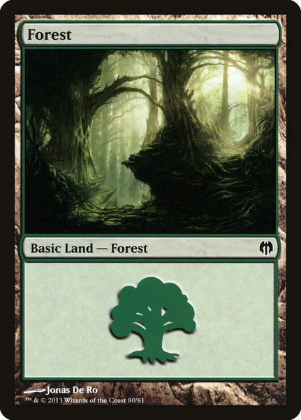 Forest (80) trading card from Duel Decks: Heroes vs. Monsters Forest (80) - Duel Decks: Heroes vs. Monsters Magic: The Gathering trading card