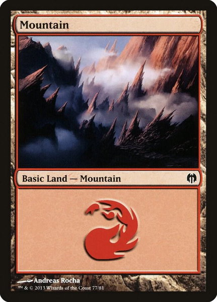 Mountain (77) trading card from Duel Decks: Heroes vs. Monsters Mountain (77) - Duel Decks: Heroes vs. Monsters Magic: The Gathering trading card