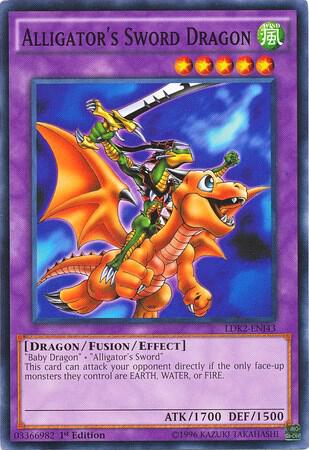 Alligator's Sword Dragon trading card from Legendary Decks II Alligator's Sword Dragon - Legendary Decks II YuGiOh trading card