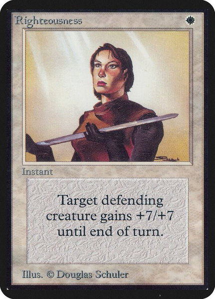 Righteousness trading card from Alpha Edition Righteousness - Alpha Edition Magic: The Gathering trading card
