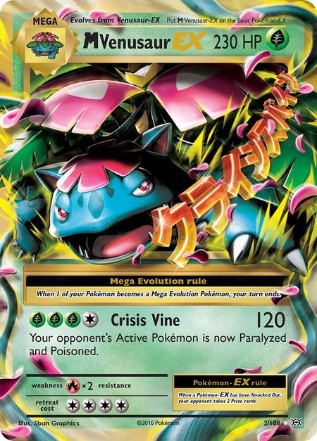 M Venusaur EX trading card from XY - Evolutions M Venusaur EX - XY - Evolutions Pokémon trading card