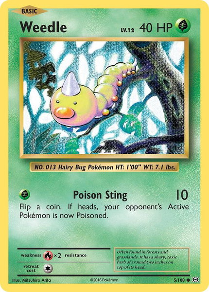 Weedle - XY - Evolutions Pokémon trading card