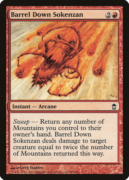 Barrel Down Sokenzan trading card from Saviors of Kamigawa Barrel Down Sokenzan - Saviors of Kamigawa Magic: The Gathering trading card