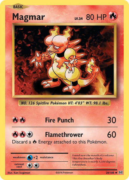 Magmar trading card from XY - Evolutions Magmar - XY - Evolutions Pokémon trading card