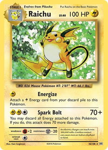 Raichu - XY - Evolutions (EVO) #36/108 - Holo Rare Pokémon Trading Card