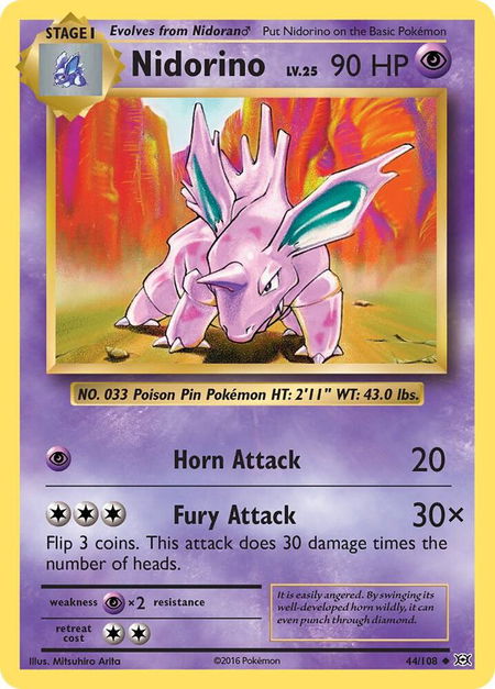 Nidorino - XY - Evolutions Pokémon trading card