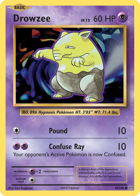 Drowzee - XY - Evolutions Pokémon trading card