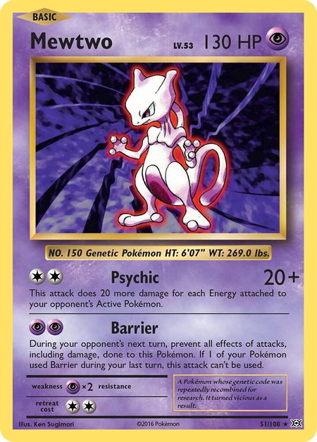 Mewtwo - XY - Evolutions Pokémon trading card