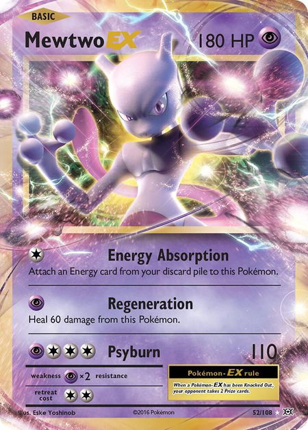 Mewtwo EX trading card from XY - Evolutions Mewtwo EX - XY - Evolutions Pokémon trading card