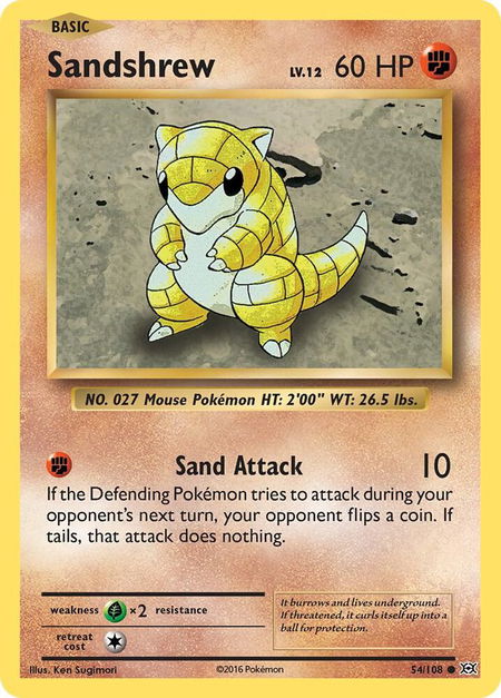 Sandshrew trading card from XY - Evolutions Sandshrew - XY - Evolutions Pokémon trading card