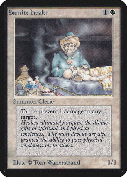 Samite Healer trading card from Alpha Edition Samite Healer - Alpha Edition Magic: The Gathering trading card