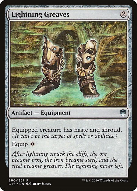Lightning Greaves trading card from Commander 2016 Lightning Greaves - Commander 2016 Magic: The Gathering trading card
