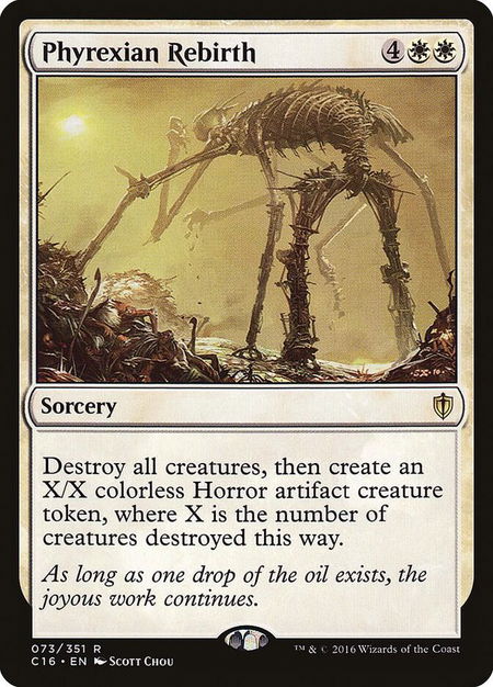 Phyrexian Rebirth trading card from Commander 2016 Phyrexian Rebirth - Commander 2016 Magic: The Gathering trading card