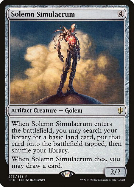 Solemn Simulacrum trading card from Commander 2016 Solemn Simulacrum - Commander 2016 Magic: The Gathering trading card
