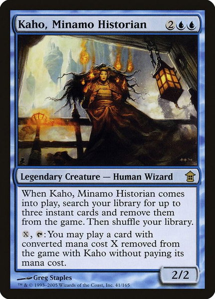 Kaho, Minamo Historian trading card from Saviors of Kamigawa Kaho, Minamo Historian - Saviors of Kamigawa Magic: The Gathering trading card