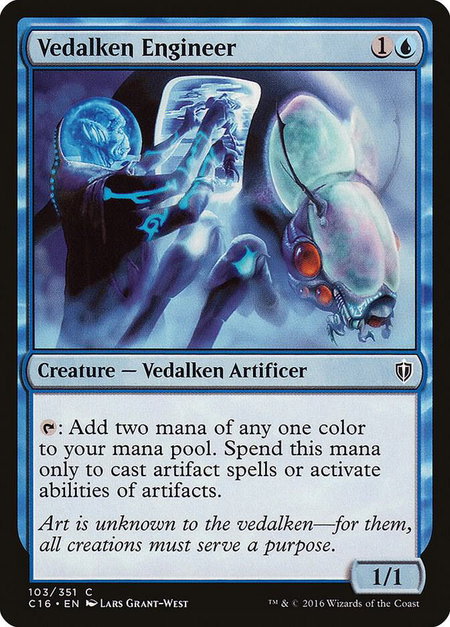 Vedalken Engineer trading card from Commander 2016 Vedalken Engineer - Commander 2016 Magic: The Gathering trading card