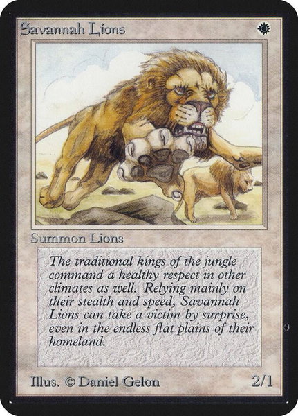 Savannah Lions trading card from Alpha Edition Savannah Lions - Alpha Edition Magic: The Gathering trading card