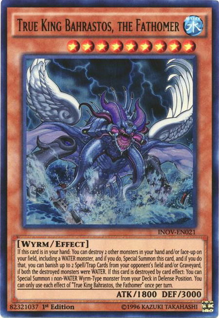 True King Bahrastos, the Fathomer trading card from Invasion: Vengeance True King Bahrastos, the Fathomer - Invasion: Vengeance YuGiOh trading card