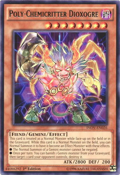 Poly-Chemicritter Dioxogre trading card from Invasion: Vengeance Poly-Chemicritter Dioxogre - Invasion: Vengeance YuGiOh trading card