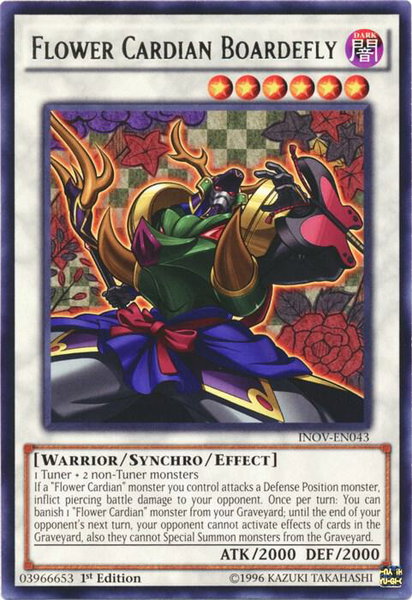 Flower Cardian Boardefly trading card from Invasion: Vengeance Flower Cardian Boardefly - Invasion: Vengeance YuGiOh trading card