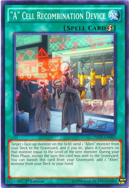 "A" Cell Recombination Device trading card from Invasion: Vengeance "A" Cell Recombination Device - Invasion: Vengeance YuGiOh trading card