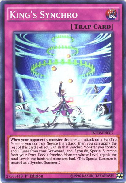 King's Synchro trading card from Invasion: Vengeance King's Synchro - Invasion: Vengeance YuGiOh trading card