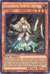 Subterror Nemesis Archer trading card from Invasion: Vengeance Subterror Nemesis Archer - Invasion: Vengeance YuGiOh trading card