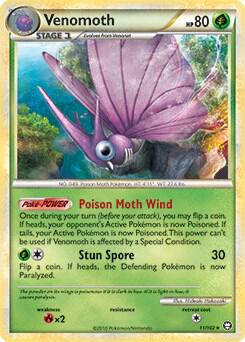 Venomoth - 11/102 (HGSS Triumphant) trading card from Deck Exclusives Venomoth - 11/102 (HGSS Triumphant) - Deck Exclusives Pokémon trading card