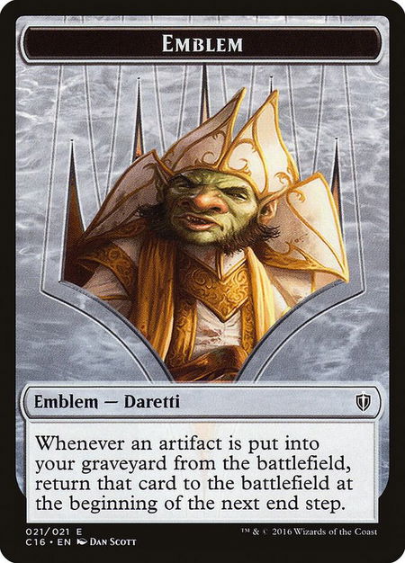 Emblem - Daretti, Scrap Savant // Thopter Double-Sided Token - Commander 2016 Magic: The Gathering trading card