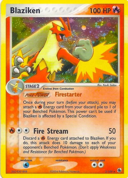 Blaziken (Holo) trading card from EX Battle Stadium Blaziken (Holo) - EX Battle Stadium Pokémon trading card