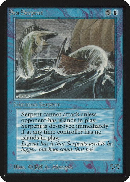 Sea Serpent trading card from Alpha Edition Sea Serpent - Alpha Edition Magic: The Gathering trading card
