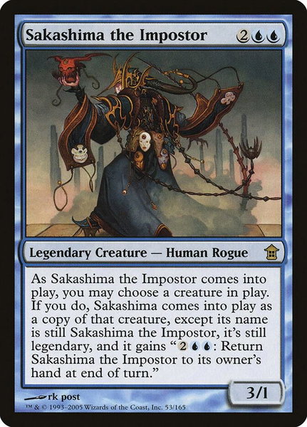 Sakashima the Impostor trading card from Saviors of Kamigawa Sakashima the Impostor - Saviors of Kamigawa Magic: The Gathering trading card