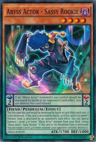 Abyss Actor - Sassy Rookie trading card from Destiny Soldiers Abyss Actor - Sassy Rookie - Destiny Soldiers YuGiOh trading card