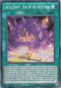Abyss Script - Rise of the Abyss King - Destiny Soldiers (DESO) #DESO-EN027 - Secret Rare YuGiOh Trading Card