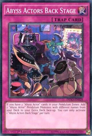 Abyss Actors Back Stage trading card from Destiny Soldiers Abyss Actors Back Stage - Destiny Soldiers YuGiOh trading card