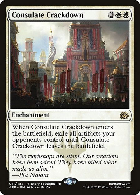 Consulate Crackdown trading card from Aether Revolt Consulate Crackdown - Aether Revolt Magic: The Gathering trading card