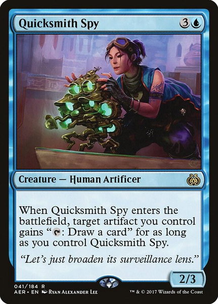 Quicksmith Spy trading card from Aether Revolt Quicksmith Spy - Aether Revolt Magic: The Gathering trading card