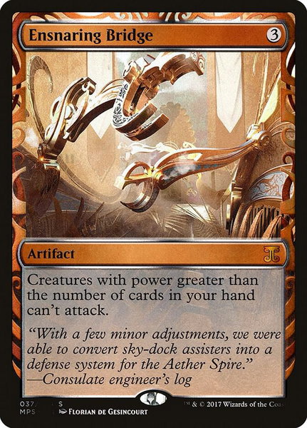 Ensnaring Bridge trading card from Masterpiece Series: Kaladesh Inventions Ensnaring Bridge - Masterpiece Series: Kaladesh Inventions Magic: The Gathering trading card