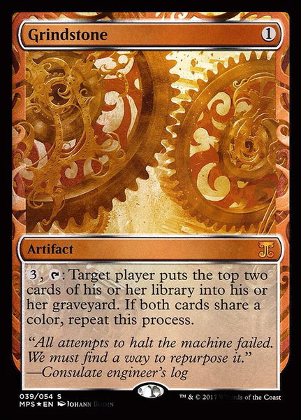 Grindstone trading card from Masterpiece Series: Kaladesh Inventions Grindstone - Masterpiece Series: Kaladesh Inventions Magic: The Gathering trading card
