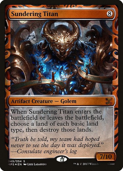 Sundering Titan trading card from Masterpiece Series: Kaladesh Inventions Sundering Titan - Masterpiece Series: Kaladesh Inventions Magic: The Gathering trading card
