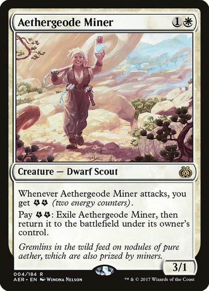 Aethergeode Miner trading card from Aether Revolt Aethergeode Miner - Aether Revolt Magic: The Gathering trading card