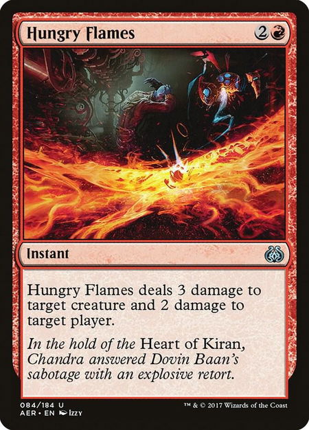 Hungry Flames trading card from Aether Revolt Hungry Flames - Aether Revolt Magic: The Gathering trading card