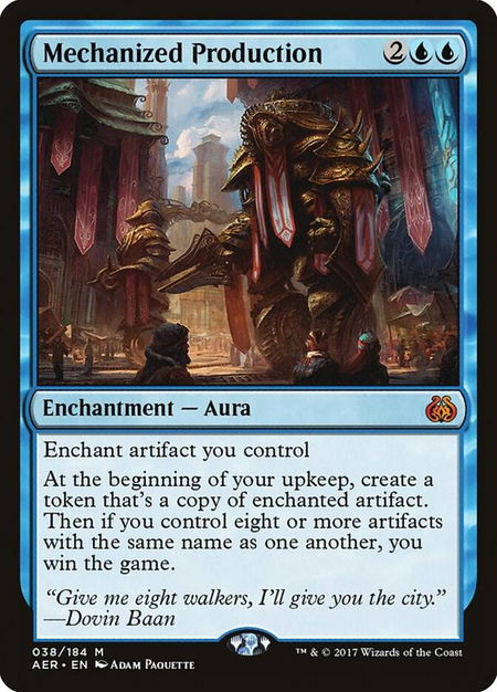 Mechanized Production trading card from Aether Revolt Mechanized Production - Aether Revolt Magic: The Gathering trading card